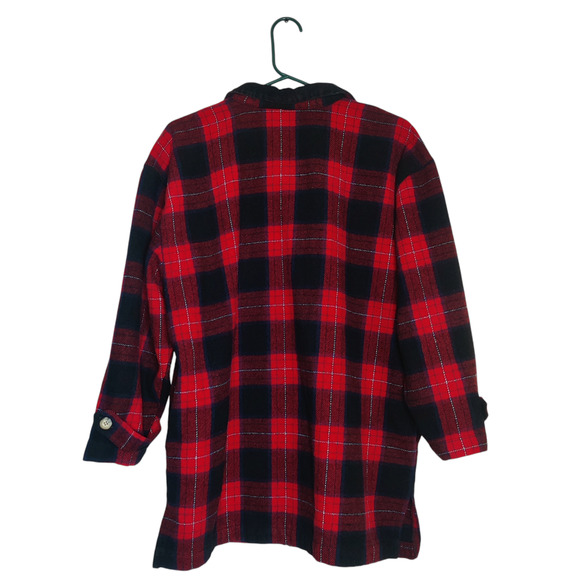Vtg Marsh Landing Wool Blend Buffalo Check Plaid Flannel Shacket Medium Corduroy - Picture 2 of 10